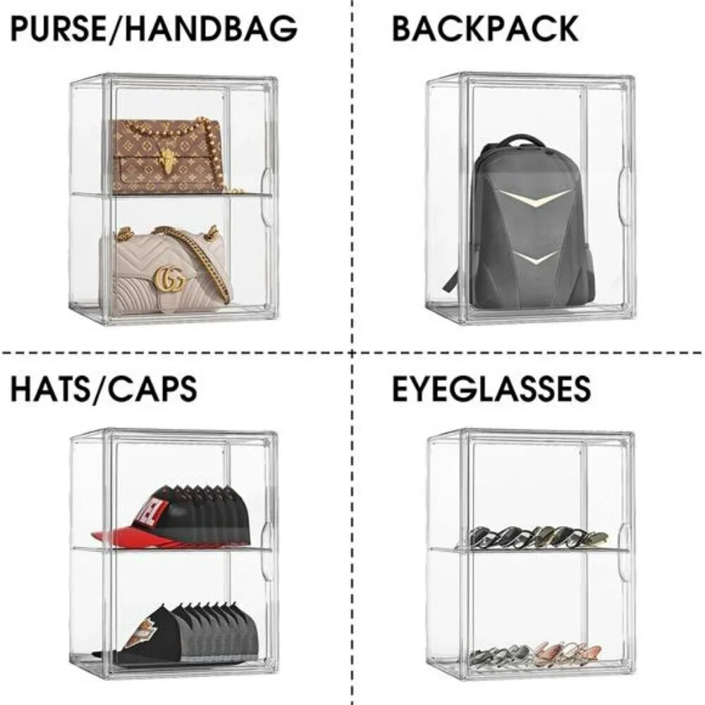 Clear Purse Organizer Acrylic Stackable Display Box for Handbags Wallets Bags